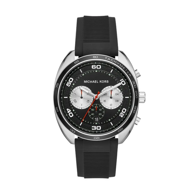 Michael Kors Men's Dane Stainless-Steel and Black Silicone Watch