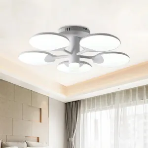 Modern 5-Light Flush LED Ceiling Fixture with Acrylic Shade- White Table Tennis Theme