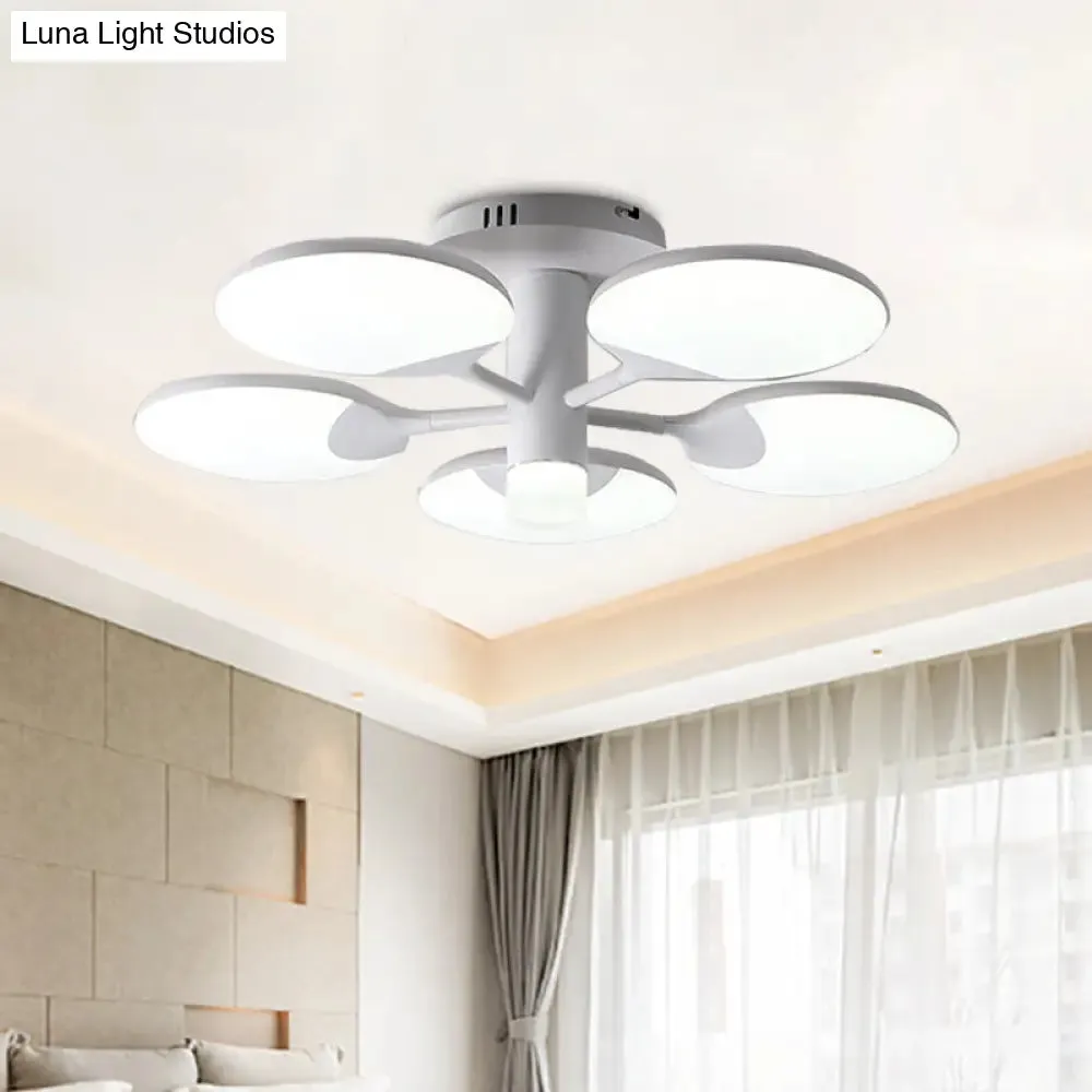 Modern 5-Light Flush LED Ceiling Fixture with Acrylic Shade- White Table Tennis Theme