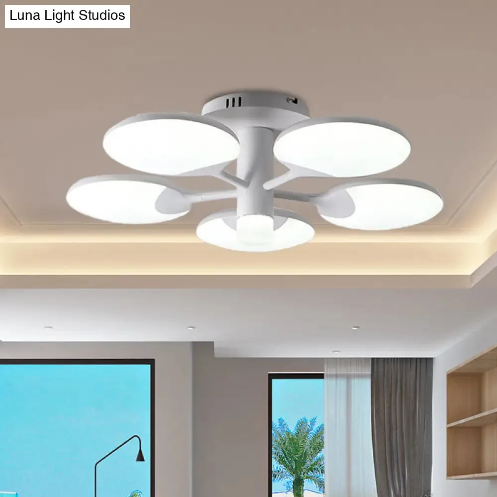 Modern 5-Light Flush LED Ceiling Fixture with Acrylic Shade- White Table Tennis Theme