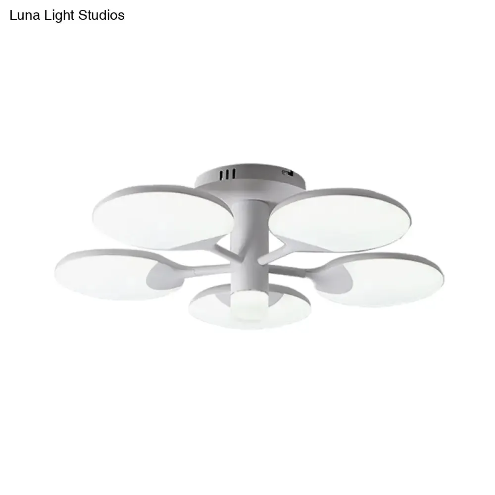 Modern 5-Light Flush LED Ceiling Fixture with Acrylic Shade- White Table Tennis Theme