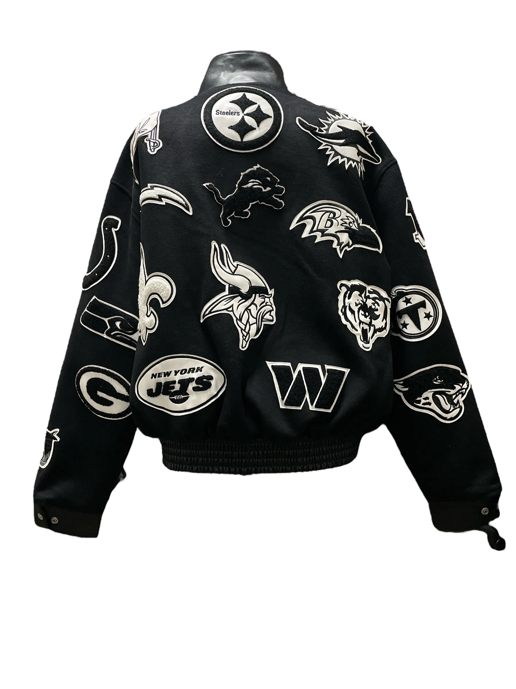 NFL COLLAGE WOOL & LEATHER JACKET Black & white