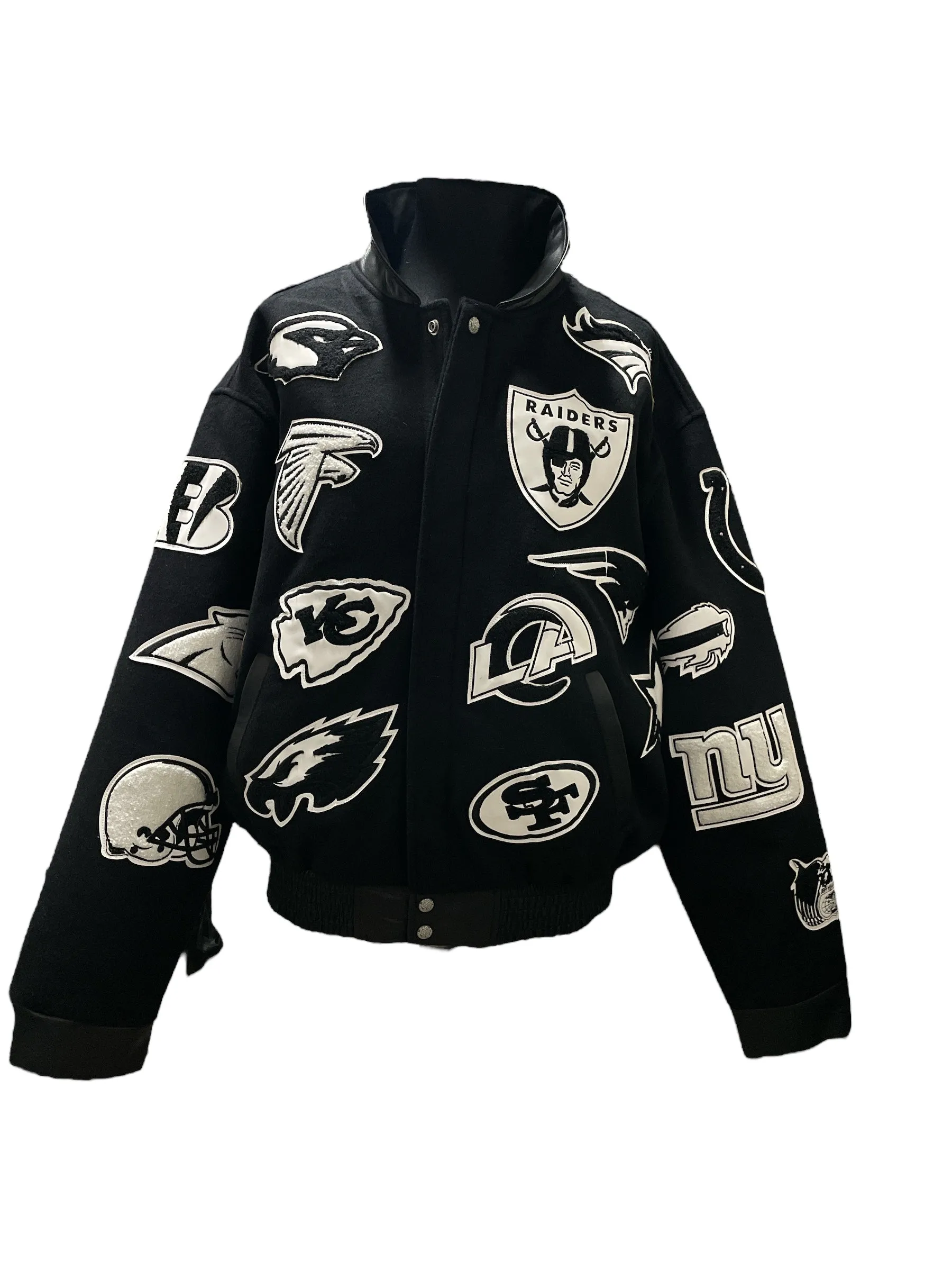 NFL COLLAGE WOOL & LEATHER JACKET Black & white