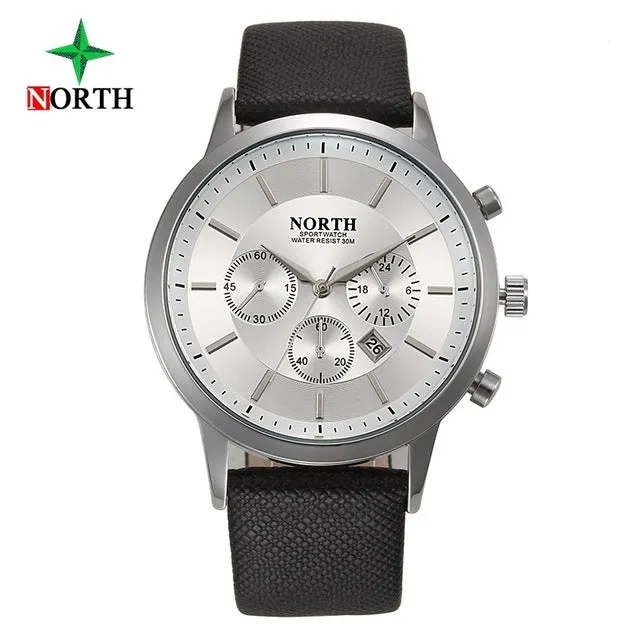 North Luxury Men Watches 2017 Waterproof Genuine Leather Fashion Casual Wristwatch Man Business Sport Clock Classic Blue 6009