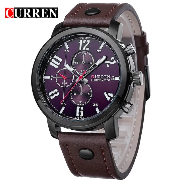 Original CURREN Top Brand Men Sports Waterproof Quartz Watch Fashion Military Luxury Leather Wristwatch relogio masculino 8192