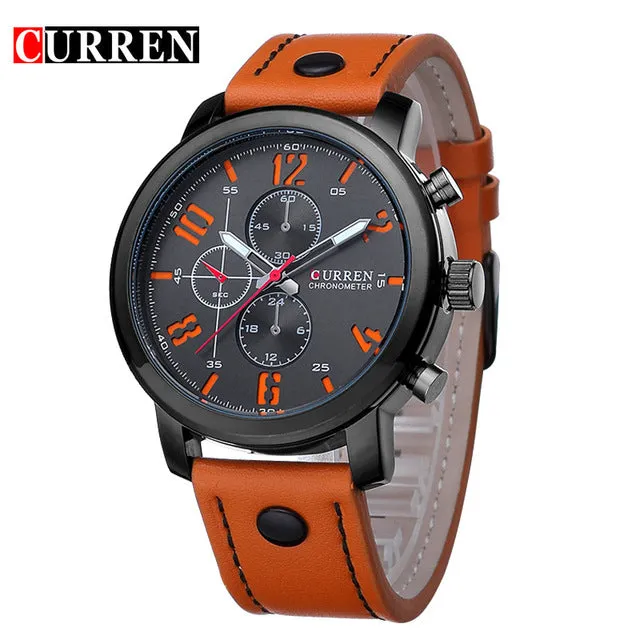 Original CURREN Top Brand Men Sports Waterproof Quartz Watch Fashion Military Luxury Leather Wristwatch relogio masculino 8192