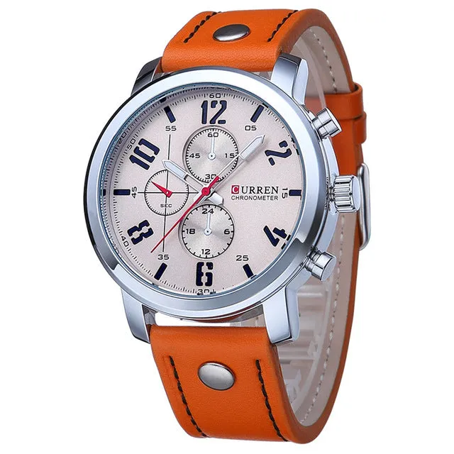 Original CURREN Top Brand Men Sports Waterproof Quartz Watch Fashion Military Luxury Leather Wristwatch relogio masculino 8192