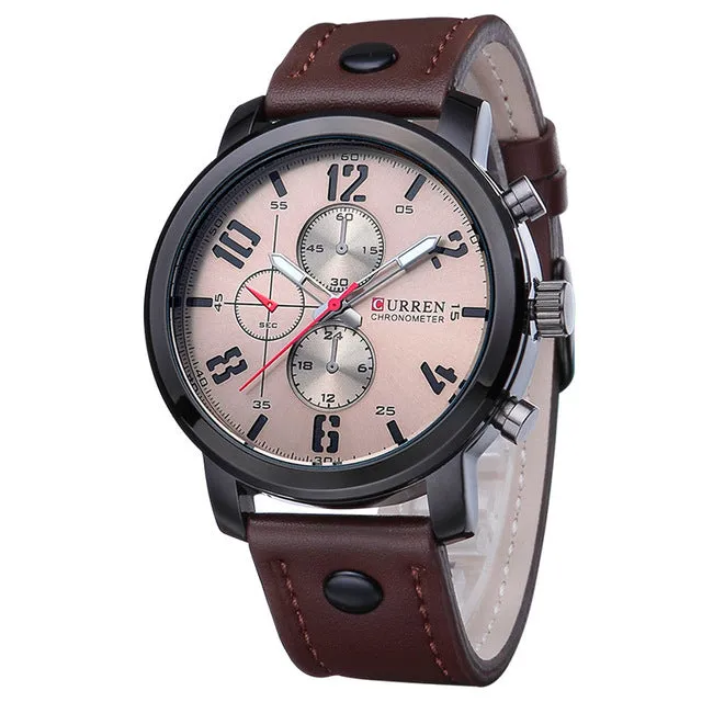 Original CURREN Top Brand Men Sports Waterproof Quartz Watch Fashion Military Luxury Leather Wristwatch relogio masculino 8192