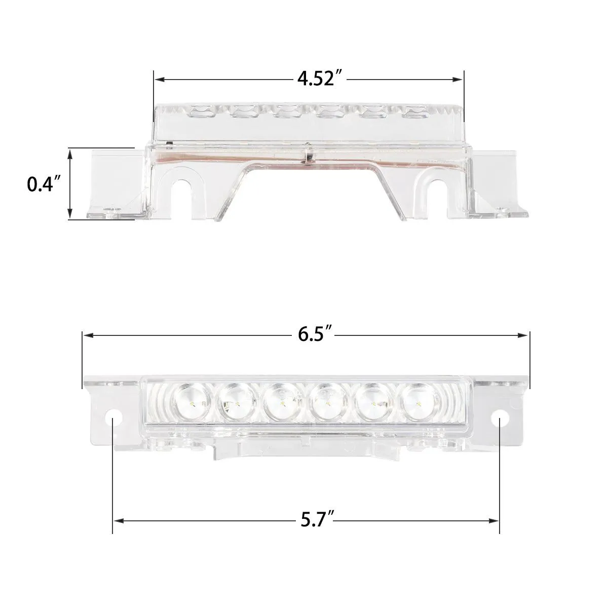 Partsam 5PCS Clear Lens 6LED Amber Cab Light Truck Trailer Top Cab Marker Roof Running Light Waterproof Reflective Lights Assembly Compatible with 2004 VN/2003-2020 VNL Trucks