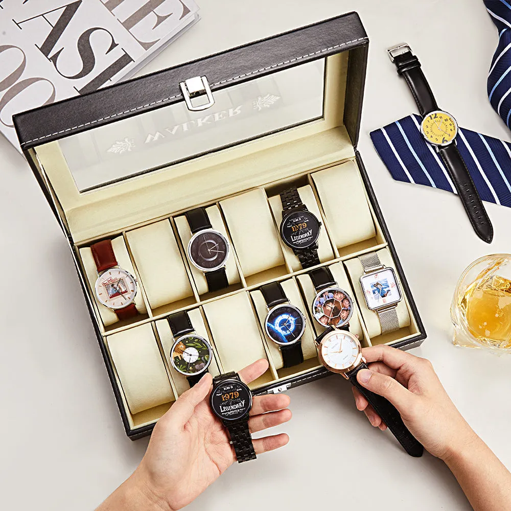 Personalised Watch Boxes - Holds 12 Watches, Watch Case, Watch Organizer, Watch Storage, Engraved, Monogram, Custom Designs