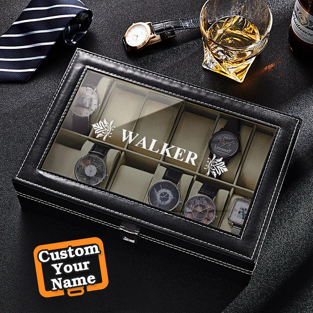 Personalised Watch Boxes - Holds 12 Watches, Watch Case, Watch Organizer, Watch Storage, Engraved, Monogram, Custom Designs