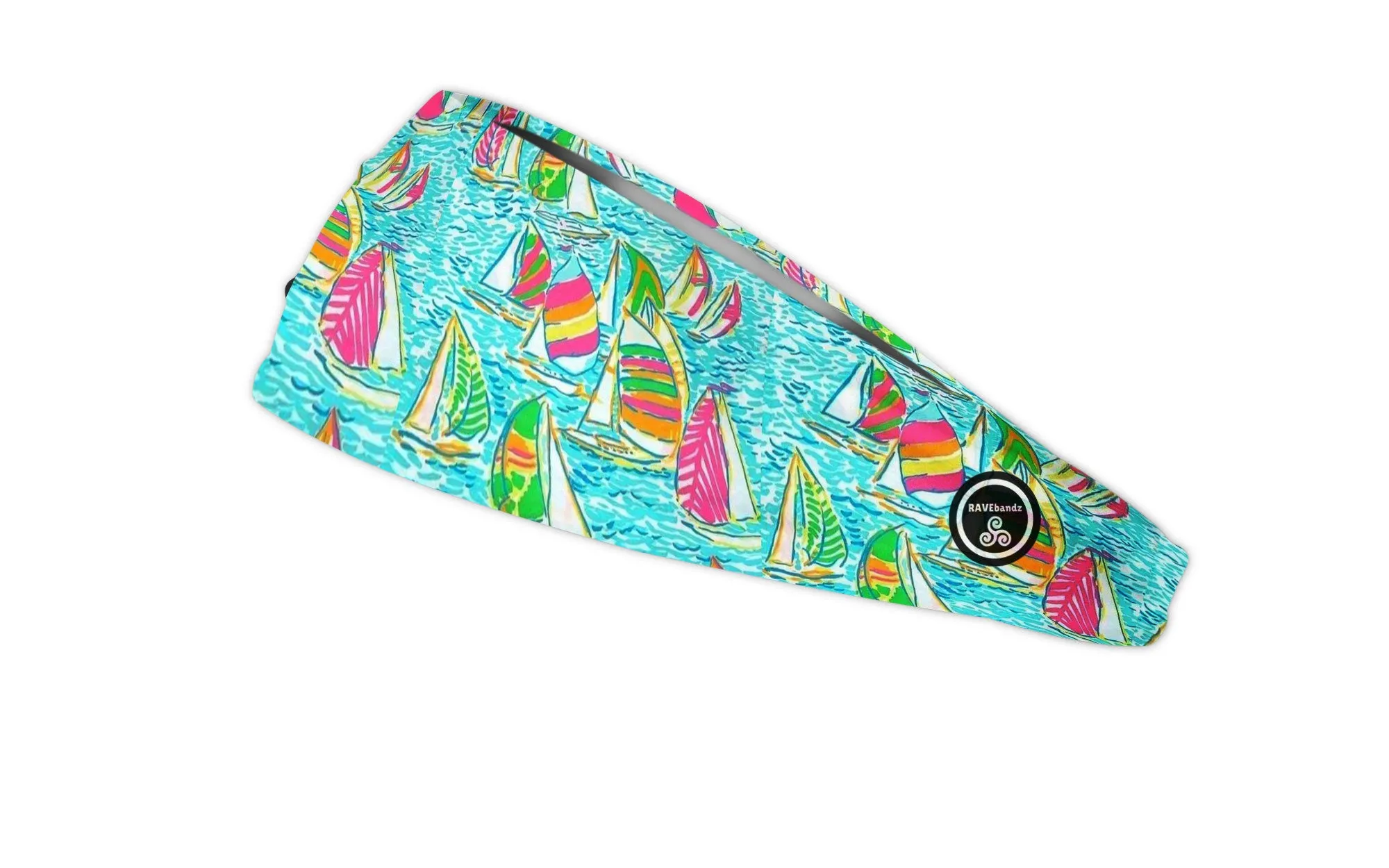 RAVEbandz The Pro - Wide Stretch Headband (Sailboats)