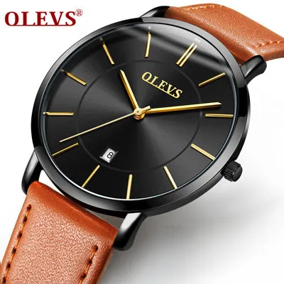 relogio masculino Watch Men Luxury Brand Famous Watch Leather Sport Wristwatch Waterproof Calendar Quartz Clock erkek kol saati