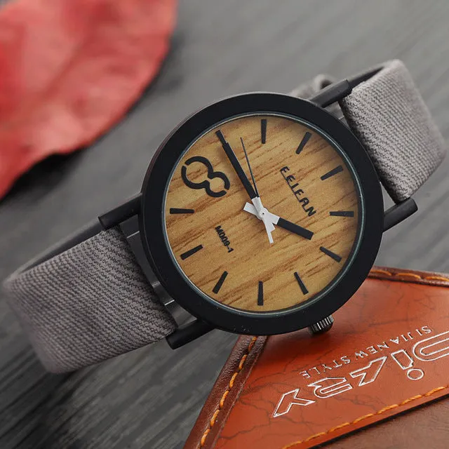 Simulation Wooden Relojes Quartz Men Watches Casual Wooden Color Leather Strap Watch Wood Male Wristwatch Relogio Masculino