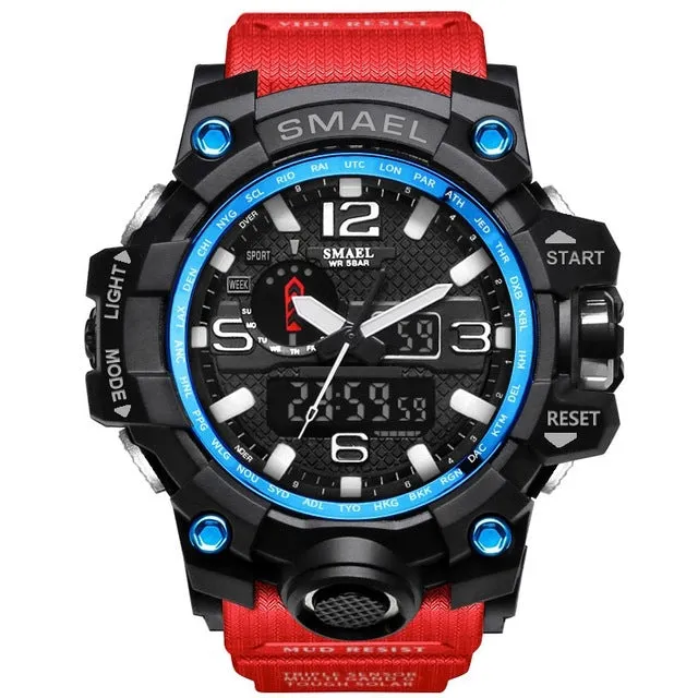 SMAEL Brand Men Sport Watch Dual Display Analog Digital LED Electronic Quartz-Watches Man Waterproof Swimming Wrist Watches Male