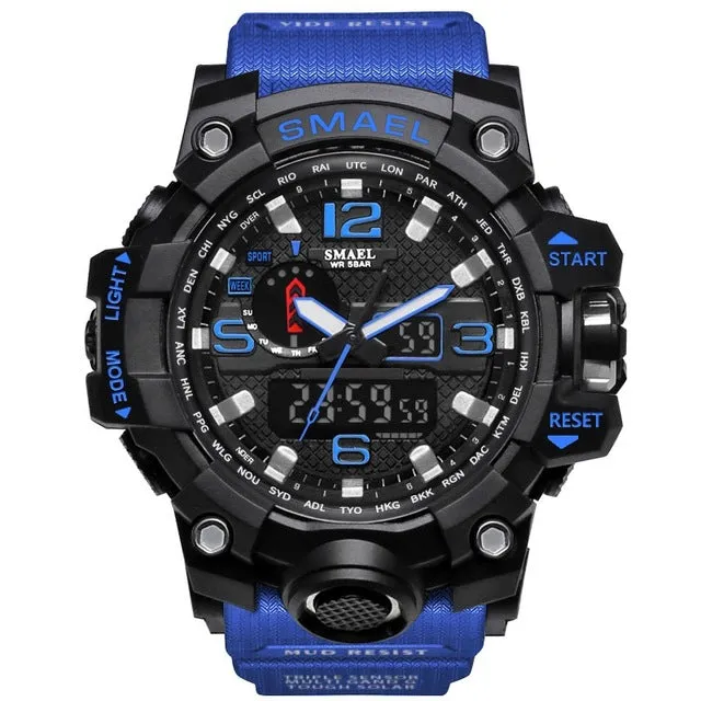 SMAEL Brand Men Sport Watch Dual Display Analog Digital LED Electronic Quartz-Watches Man Waterproof Swimming Wrist Watches Male