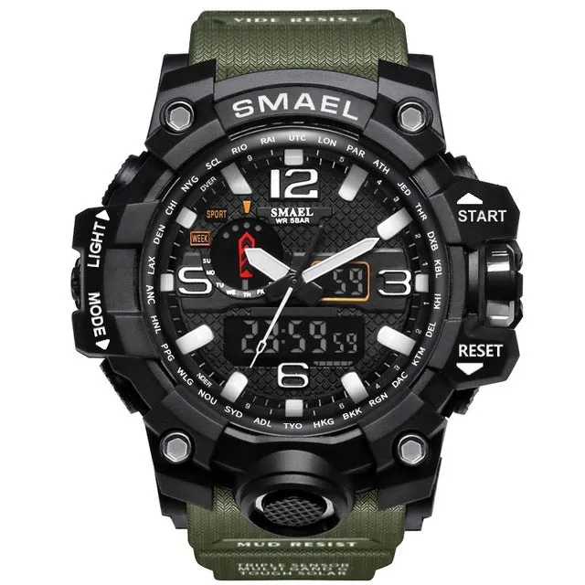 SMAEL Brand Men Sport Watch Dual Display Analog Digital LED Electronic Quartz-Watches Man Waterproof Swimming Wrist Watches Male