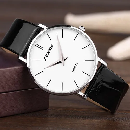 Super slim Quartz Casual Wristwatch Business JAPAN SINOBI Brand Leather Analog Quartz Watch Men's Fashion 2017 relojes hombre