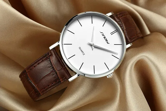 Super slim Quartz Casual Wristwatch Business JAPAN SINOBI Brand Leather Analog Quartz Watch Men's Fashion 2017 relojes hombre