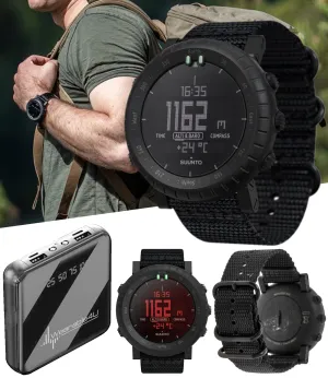 Suunto Core Alpha Stealth Outdoor Sport Smartwatch with Wearable4U Power Bank Bundle