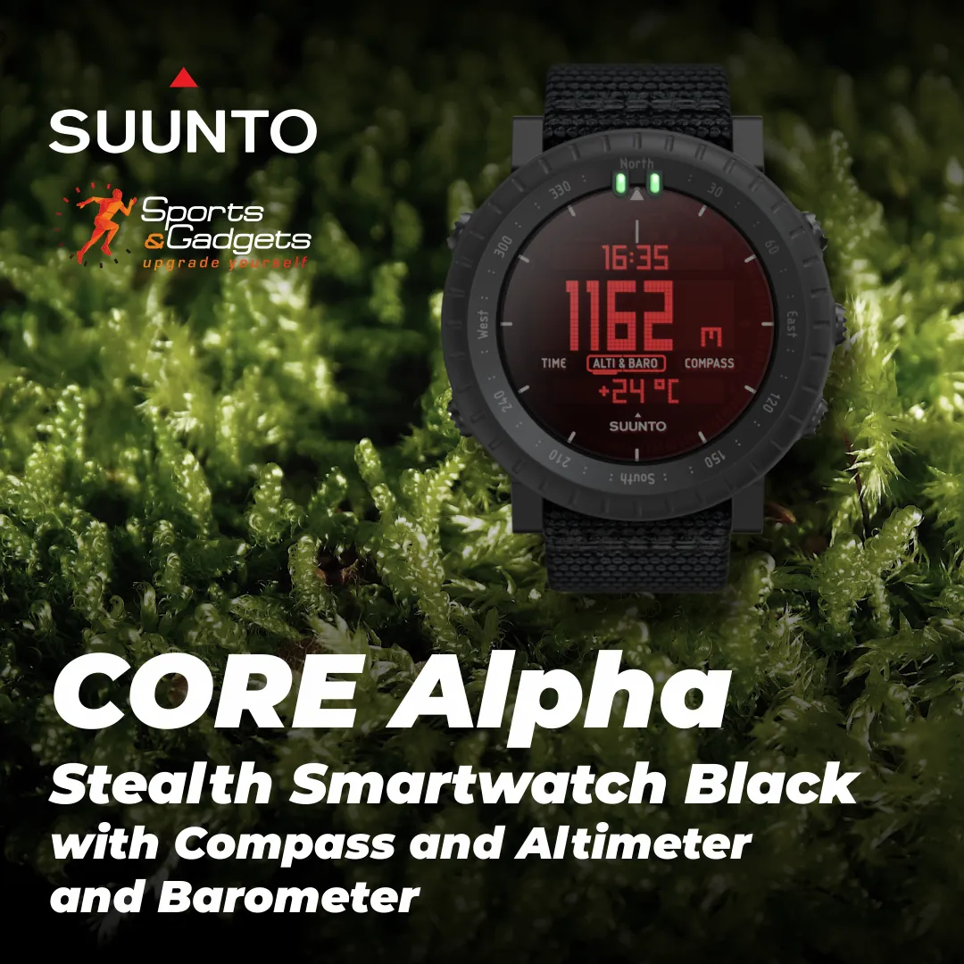 Suunto CORE Alpha Stealth Smartwatch Black with Compass and Altimeter and Barometer (SS050504000)