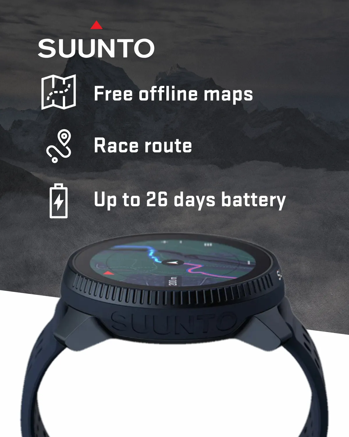 SUUNTO Race Sports 49 mm Smartwatch, GPS Tracker w/Clearer AMOLED Touchscreen, Dual-Band GNSS & Global Offline Map, 26-Day Standby with Wearable4U Power Bank SQ Bundle