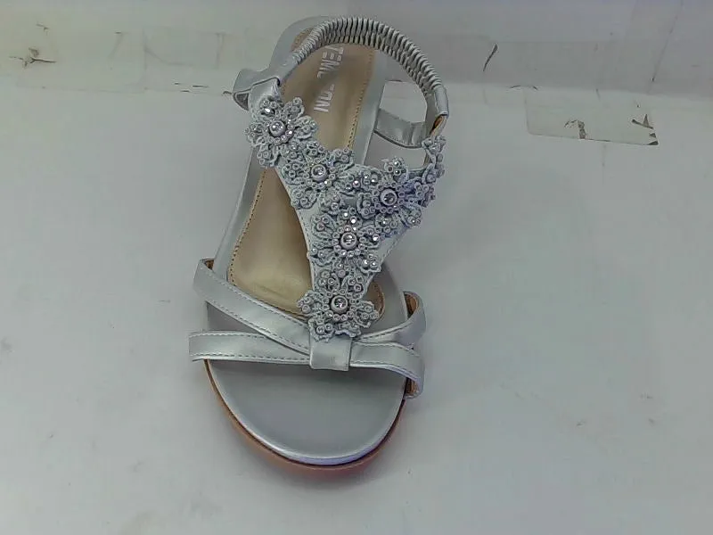 Temolfon Women's Silver Wedge Sandals Size 40 Pair of Shoes