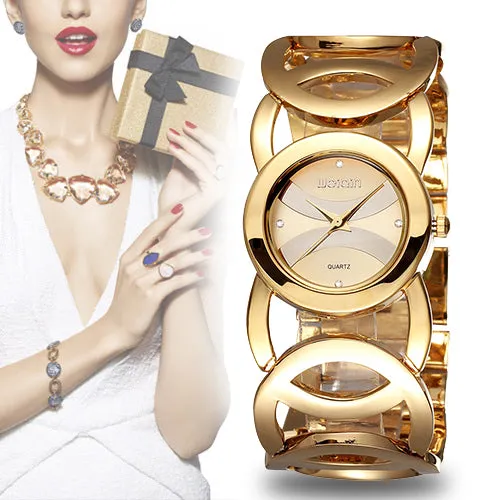 WEIQIN Brand Luxury Crystal Gold Watches Women Fashion Bracelet Quartz Watch Shock Waterproof Relogio Feminino orologio donna