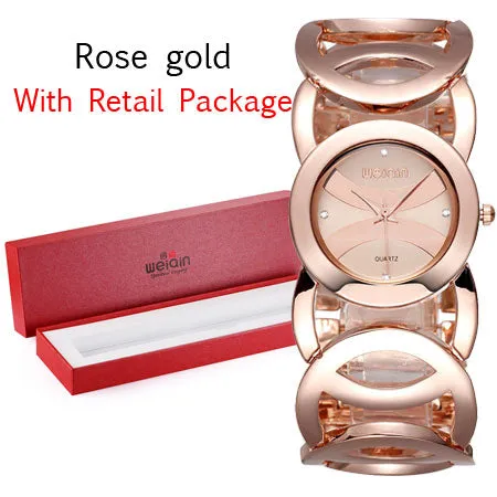 WEIQIN Brand Luxury Crystal Gold Watches Women Fashion Bracelet Quartz Watch Shock Waterproof Relogio Feminino orologio donna