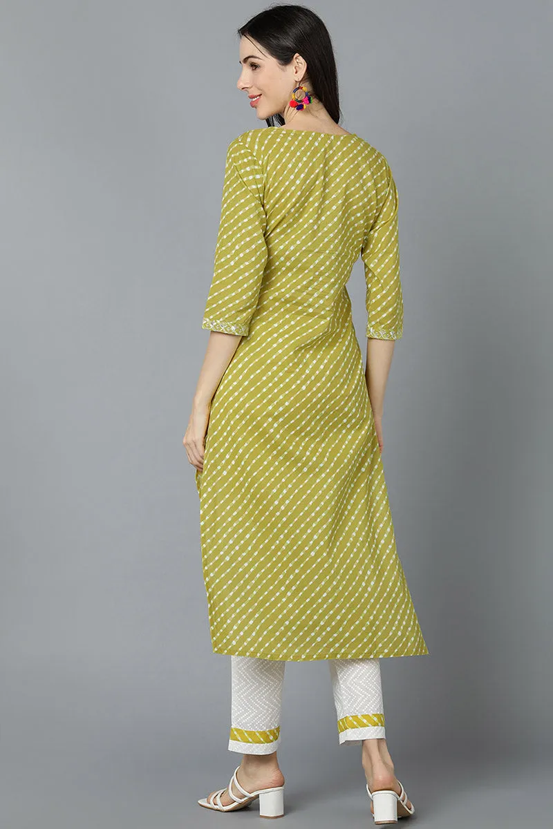 Yellow Cotton Printed Kurta