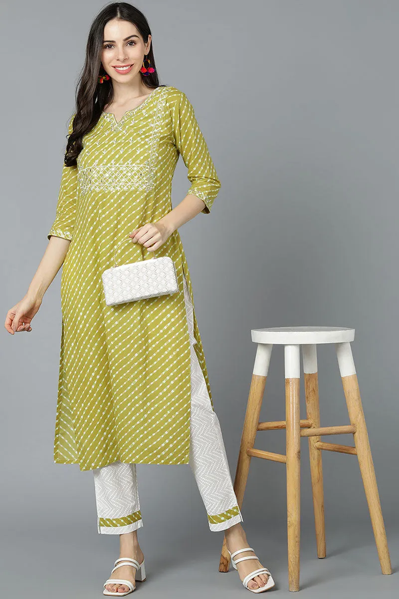 Yellow Cotton Printed Kurta